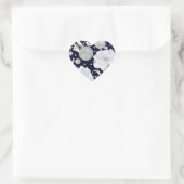 Witte pioen bloemen op donkerblauw. hart sticker (Tas)