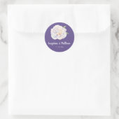 Witte Pioen Bloemen Violet Paarse Bruiloft Sticker (Tas)