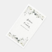 Witte Pioen Bloemen Zilveren Salie Groen Bruiloft Servet (Hoek)