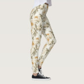 Witte pioen bloemmotief leggings (Rechts)
