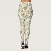 Witte pioen bloemmotief leggings (Achterkant)