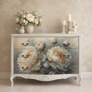 Witte Pioen Bloesem Decoupage Tissuepapier