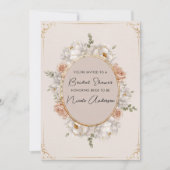 Witte Pioen & Blush Roos Bruidsboeket Kaart (Voorkant)