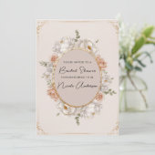 Witte Pioen & Blush Roos Bruidsboeket Kaart (Staand voorkant)