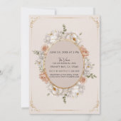 Witte Pioen & Blush Roos Bruidsboeket Kaart (Achterkant)