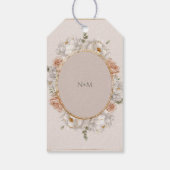 Witte Pioen & Blush Roze Bloemachtige Trouw Cadeaulabel (Achterkant)