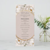 Witte Pioen & Blush Roze Bloemen Huwelijksprogramm Menu (Staand voorkant)