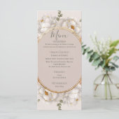 Witte Pioen & Blush Roze Bloemige Trouw Menu (Staand voorkant)