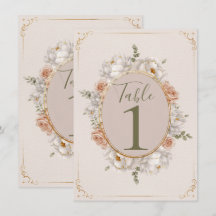 Witte Pioen & Blush Roze Bloemtafel Nummers