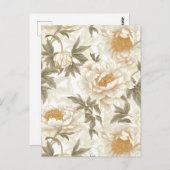 Witte Pioen Chiyogami Briefkaart (Voorkant / Achterkant)