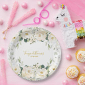 Witte Pioen Epiphany Bruiloft 9 Inch Diner Papieren Bordje (Feest)