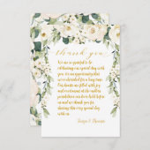 Witte Pioen Epiphany Bruiloft Diner Bord Bedankkaart (Voorkant / Achterkant)