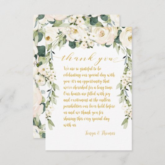 Witte Pioen Epiphany Bruiloft Diner Bord Bedankkaart (Voorkant / Achterkant)