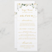 Witte Pioen Epiphany Bruiloft Gouden Kalligrafie M Menu (Voorkant / Achterkant)