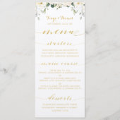 Witte Pioen Epiphany Bruiloft Gouden Kalligrafie M Menu (Voorkant)