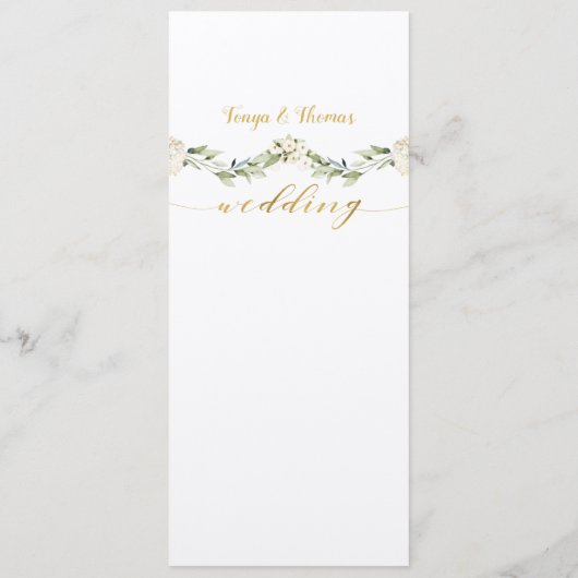 Witte Pioen Epiphany Bruiloft Gouden Kalligrafie M Menu (Achterkant)