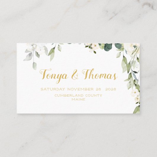 Witte Pioen Epiphany Bruiloft RSVP Online Kaart Visitekaartje (Achterkant)