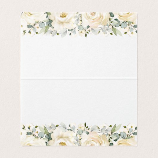 Witte Pioen Epiphany Bruiloft Zittafel Plaats Kaart (Binnenkant ongevouwen)