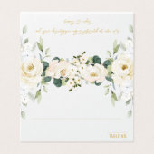 Witte Pioen Epiphany Bruiloft Zittafel Plaats Kaart (Buitenkant ongevouwen)