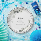 Witte pioen groen bruiloft 9 inch diner papieren bordje (Feest)