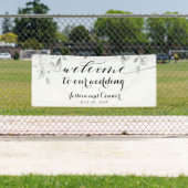 Witte pioen groen welkom op onze bruiloft 2x6' spandoek (Insitu)