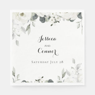 Witte Pioen Groene Lunch 7 Inch Vierkant Servet