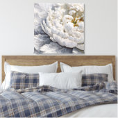 Witte pioen impasto schilderij canvas afdruk (Insitu (Slaapkamer))