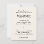 Witte Pioen Memorial begrafenis Aankondiging I (Achterkant)