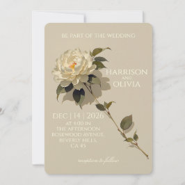 Witte Pioen Minimalistische Elegante Ivoor Bloemig Kaart