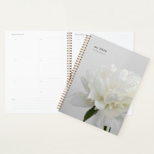 Witte Pioen Minimalistische Planner (Display)