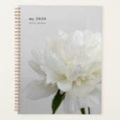 Witte Pioen Minimalistische Planner (Voorkant)