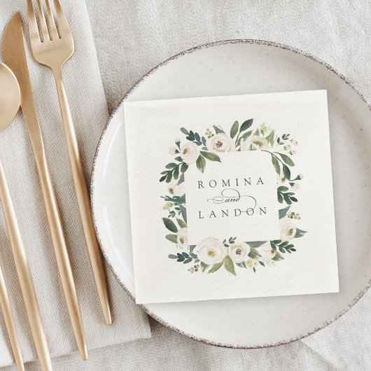 Witte Pioen | Persoonlijk Bloemstuk Trouwdag Servet