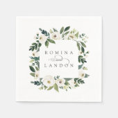 Witte Pioen | Persoonlijk Bloemstuk Trouwdag Servet (Voorkant)