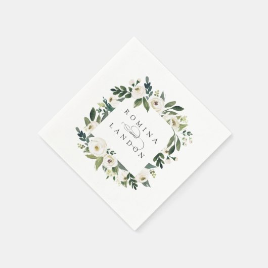 Witte Pioen | Persoonlijk Bloemstuk Trouwdag Servet (Hoek)