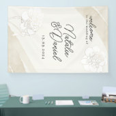 Witte Pioen Rozen Bruiloft Bord Spandoek (Beurs)