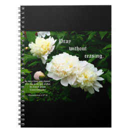 Witte Pioen Trio, 1 Thessalonicenzen 5:17-18 Notitieboek