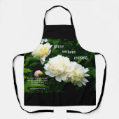 Witte Pioen Trio, 1 Thessalonicenzen 5:17-18 Schort (Voorkant)