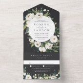 Witte Pioen | Waterverf Bloemenframe Bruiloft All In One Uitnodiging (Binnen)