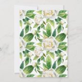 Witte Pioenen & Blad Waterverf | Dank u Bedankkaart (Achterkant)