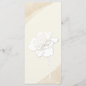 Witte pioenen bloesems bruiloft menu (Achterkant)