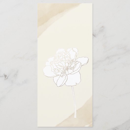 Witte pioenen bloesems bruiloft menu (Achterkant)