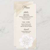 Witte pioenen bloesems bruiloft menu (Voorkant / Achterkant)