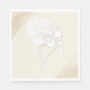 Witte pioenen bloesems bruiloft servet