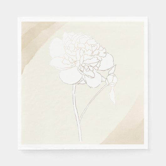 Witte pioenen bloesems bruiloft servet (Voorkant)