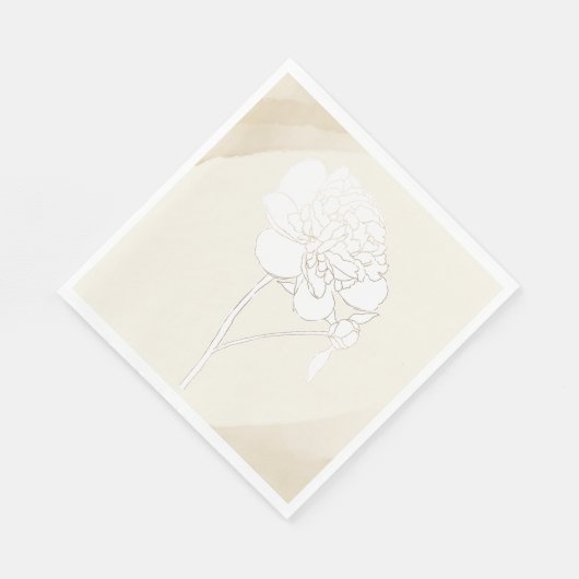 Witte pioenen bloesems bruiloft servet (Hoek)