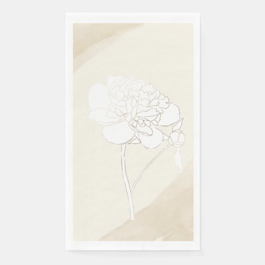 Witte pioenen bloesems bruiloft servet (Voorkant)