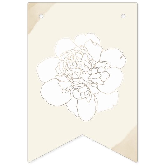 Witte pioenen bloesems bruiloft vlaggetjes (Eerste vlag)