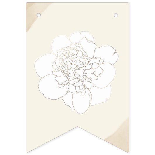 Witte pioenen bloesems bruiloft vlaggetjes (Derde vlag)