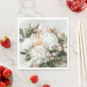 Witte pioenen boeket met kant servet (Insitu)
