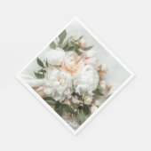 Witte pioenen boeket met kant servet (Hoek)